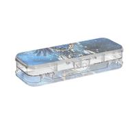 ISAOA Astuccio disegnato a mano con acchiappasogni con aquila, con coperchio a scatto, a doppio strato, trasparente, con 4 righelli, organizer per penne e penne, per scuola e ufficio