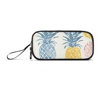 ISAOA Astuccio estivo disegnato a mano con ananas di grande capacità, 3 scomparti, astuccio portatile di grandi dimensioni, per adolescenti, ragazzi, ragazze, adulti, studenti, Ananas disegnato a mano