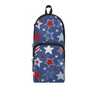 ISAOA Astuccio grande capacità con tasche multiple bandiera USA 4 luglio americano rosso bianco blu stelle strisce sacchetto sacchetto scuola ufficio adolescenti ragazze ragazzi, #187, Taglia