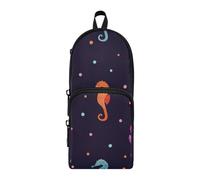ISAOA Astuccio grande capacità con tasche multiple cavalluccio marino pois sacchetto sacchetto scuola ufficio adolescenti ragazze ragazzi, #149, Taglia unica, Adorabile