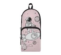 ISAOA Astuccio grande capacità con tasche multiple pianeta astronauta rosa sacchetto sacchetto scuola ufficio adolescenti ragazze ragazzi, #01, Taglia unica, Adorabile