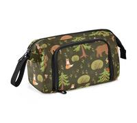 ISAOA Astuccio grande capiente, astuccio per matite con animali dei cartoni animati nella foresta, con cerniera, organizer per cancelleria per ufficio e università, materiale scolastico per