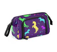 ISAOA Astuccio grande capiente, astuccio per matite con unicorno magico arcobaleno su astuccio viola con cerniera, organizer per cancelleria per ufficio, università, forniture scolastiche, per