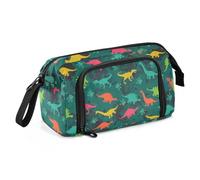 ISAOA Astuccio grande capiente, astuccio per matite vintage, colorato, con dinosauri, con cerniera, organizer per cancelleria per ufficio, università, materiale scolastico, per adolescenti, ragazze,