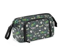 ISAOA Astuccio grande capiente, astuccio portapenne con dinosauri, ossa fossili e occhi terribili, con cerniera, organizer per cancelleria per ufficio, università, forniture scolastiche, per