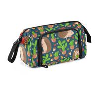 ISAOA Astuccio grande capiente con cactus, ricci, funghi, portapenne con cerniera, organizer per cancelleria per ufficio, università, materiale scolastico, per adolescenti, ragazze, ragazzi e adulti,