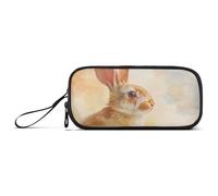 ISAOA Astuccio grande con 3 scomparti a tema coniglio artistico e stella, grande portamatite, portatile, per adolescenti, ragazzi, ragazze, adulti, studenti, Tema Art Rabbit Star, Taglia unica