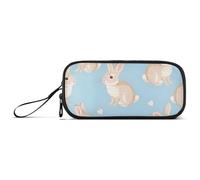 ISAOA Astuccio grande con 3 scomparti con coniglietto e animali, astuccio portatile di grandi dimensioni, per adolescenti, ragazzi, ragazze, adulti, studenti, Simpatici coniglietti, Taglia unica