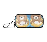 ISAOA Astuccio grande con 3 scomparti, con coppia di orsi che nuotano, astuccio portatile di grandi dimensioni, per adolescenti, ragazzi, ragazze, adulti, studenti, Coppia Orsi Nuoto, Taglia unica