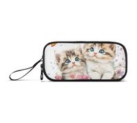 ISAOA Astuccio grande con 3 scomparti, con gatti, fiori, farfalle, astuccio portamatite, portatile, grande, per adolescenti, ragazzi, ragazze, adulti, studenti, Farfalla con fiori, Taglia unica