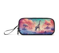ISAOA Astuccio grande con 3 scomparti, con giraffa in un paesaggio da sogno, astuccio portatile di grandi dimensioni, per adolescenti, ragazzi, ragazze, adulti, studenti, Giraffa in un paesaggio da