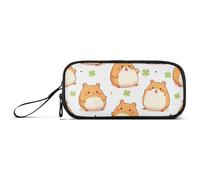 ISAOA Astuccio grande con 3 scomparti con motivo a trifoglio e topolino, portatile, grande, per adolescenti, ragazzi, ragazze, adulti, studenti, Simpatico motivo di trifoglio del topo animale, Taglia