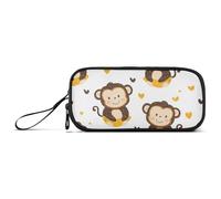 ISAOA Astuccio grande con 3 scomparti, con scimmia e banana, a forma di cuore, portatile, grande, per adolescenti, ragazzi, ragazze, adulti, studenti, Scimmia Banana Cuore, Taglia unica, Organizer per