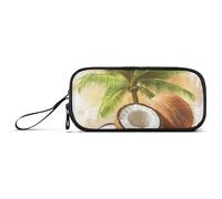 ISAOA Astuccio grande con 3 scomparti, grande capacità, con motivo di cocco, portatile, grande, per adolescenti, ragazzi, ragazze, adulti, studenti, Noci di cocco sotto l'albero di cocco, Taglia unica