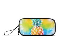 ISAOA Astuccio grande con ananas arcobaleno e 3 scomparti, astuccio portatile di grandi dimensioni, per adolescenti, ragazzi, ragazze, adulti, studenti, Arcobaleno ananas, Taglia unica, Organizer per