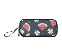 ISAOA Astuccio grande con anguria e margherita, 3 scomparti, portatile, grande, per adolescenti, ragazzi, ragazze, adulti, studenti, Anguria Piccola Margherita, Taglia unica, Organizer per borse