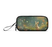 ISAOA Astuccio grande con coniglio in giardino e 3 scomparti, portatile, grande, per adolescenti, ragazzi, ragazze, adulti, studenti, Coniglio nel Giardino, Taglia unica, Organizer per borse