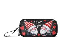 ISAOA Astuccio grande con due gnomi e scritta "Love", 3 scomparti, portatile, grande, per adolescenti, ragazzi, ragazze, adulti, studenti, Due Gnomi Amore, Taglia unica, Organizer per borse