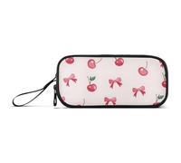 ISAOA Astuccio grande con motivo a fiocchi di ciliegia, 3 scomparti, portatile, grande, per adolescenti, ragazzi, ragazze, adulti, studenti, Motivo con fiocco di ciliegi, Taglia unica, Organizer per