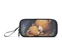 ISAOA Astuccio grande con orso che dorme, 3 scomparti, portatile, grande, per adolescenti, ragazzi, ragazze, adulti, studenti, Orso Dorm, Taglia unica, Organizer per borse