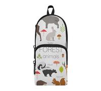 ISAOA Astuccio grande con tasche multiple con animali della foresta, cervi, volpi, sacchetto, scuola, ufficio, adolescenti, ragazze e ragazzi, #01, Taglia unica, Adorabile