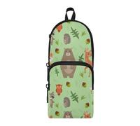 ISAOA Astuccio grande con tasche multiple, con simpatici animali della foresta sul sacchetto floreale per scuola, ufficio, adolescenti, ragazze e ragazzi, #01, Taglia unica, Adorabile