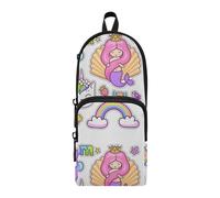ISAOA Astuccio grande con tasche multiple con unicorno magico gatto e grazioso sacchetto sirena borsa scuola ufficio adolescenti ragazze ragazzi, #01, Taglia unica, Adorabile