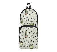 ISAOA Astuccio grande con tasche multiple, motivo cactus, disegnato a mano, senza cuciture, per scuola, ufficio, adolescenti, ragazze e ragazzi, #01, Taglia unica, Adorabile