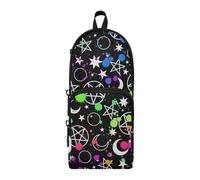 ISAOA Astuccio grande con tasche multiple, motivo mistico esoterico con la luna, per scuola, ufficio, adolescenti, ragazze e ragazzi, #01, Taglia unica, Adorabile