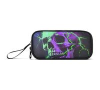 ISAOA Astuccio grande con testa di teschio, 3 scomparti, portatile, grande, per adolescenti, ragazzi, ragazze, adulti, studenti, Una testa di teschio, Taglia unica, Organizer per borse
