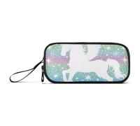 ISAOA Astuccio grande con unicorno e stelle arcobaleno alate, 3 scomparti, astuccio portatile grande per matite, per adolescenti, ragazzi, ragazze, adulti, studenti, Unicorno alato e stelle arcobaleno