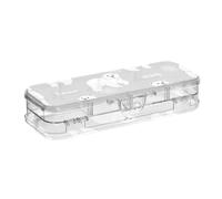 ISAOA Astuccio per matite carino bianco peloso con orsi polari, senza cuciture, con coperchio a scatto, astuccio trasparente a due piani, con 4 righelli divisori, organizer per penne per scuola e