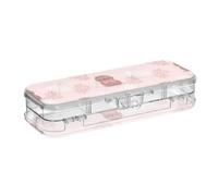 ISAOA Astuccio per matite con bradipo con cuore e coperchio a scatto, astuccio trasparente a due piani con 4 righelli divisori, organizer per penne per scuola e ufficio