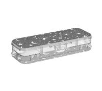 ISAOA Astuccio per matite con cielo notturno con stelle e lune, con coperchio a scatto, astuccio trasparente a due piani con 4 righelli divisori, organizer per penne per scuola e ufficio