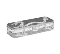 ISAOA Astuccio per matite con drago bianco con coperchio a scatto, a doppio strato, trasparente, con 4 righelli divisori, organizer per scuola e ufficio