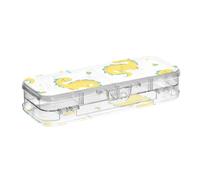 ISAOA Astuccio per matite con drago e dinosauro, con coperchio a scatto, a doppio strato, trasparente, con 4 righelli divisori, organizer per scuola e ufficio