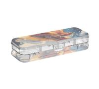 ISAOA Astuccio per matite con drago nuvoloso, con coperchio a scatto, astuccio trasparente a doppio strato, con 4 righelli divisori, organizer per scuola e ufficio