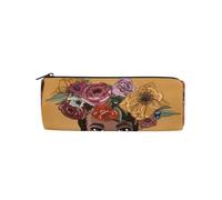 ISAOA Astuccio per matite con giovane donna africana con fiori, astuccio rotondo per penne e penne, adatto per bambini, studenti o ufficiali, borsa per trucchi da viaggio, #01, Misura unica, Adorabile