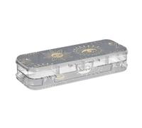ISAOA Astuccio per matite con occhio malvagio dorato magico con coperchio a scatto, astuccio trasparente a doppio piano con 4 righelli divisori, organizer per penne per scuola e ufficio