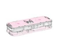 ISAOA Astuccio per matite con simpatici cani e cuori rosa, con coperchio a scatto, astuccio trasparente a due piani con 4 righelli divisori, organizer per penne per scuola e ufficio