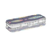 ISAOA Astuccio per matite con simpatico pesciolino colorato, senza cuciture, con coperchio a scatto, a doppio strato, trasparente, con 4 righelli, organizer per penne e penne, per scuola e ufficio