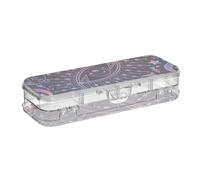 ISAOA Astuccio per matite con sole, luna, stella, astrologia, alchimia, con coperchio a scatto, astuccio trasparente a due piani, con 4 righelli divisori, organizer per penne per scuola e ufficio