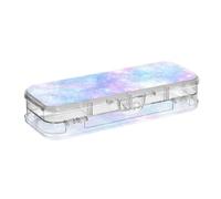 ISAOA Astuccio per matite Galaxy Bling Nebula Star con coperchio a scatto, astuccio trasparente a doppio piano con 4 righelli divisori, organizer per scuola e ufficio