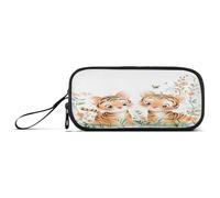 ISAOA Astuccio per matite, grande capacità, con 3 scomparti, astuccio per cancelleria, con due tigri, per scuola e ufficio