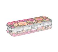 ISAOA Astuccio per matite hippie Peace Love Paisely Floral Pencil Box con coperchio a scatto, astuccio trasparente a doppio piano con 4 righelli divisori, organizer per penne per scuola e ufficio
