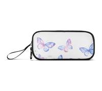 ISAOA Astuccio portamatite con 3 scomparti, grande capacità, con farfalle e farfalle, colore azzurro e viola, Farfalle Volanti Azzurro e Viola, Taglia unica, Organizer per borse