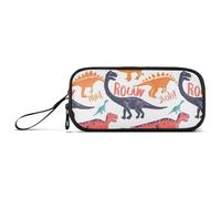 ISAOA Astuccio portamatite con dinosauro colorato e parola, grande capacità, 3 scomparti, portatile, grande scatola portamatite, per adolescenti, ragazzi, ragazze, adulti, studenti, Dinosauro colorato