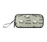 ISAOA Astuccio portamatite con motivo di pecora, grande capacità, 3 scomparti, portatile, grande, per adolescenti, ragazzi, ragazze, adulti, studenti, Modello di Parola Pecora, Taglia unica, Organizer
