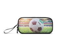 ISAOA Astuccio portamatite grande capienza con 3 scomparti, grande portamatite, portatile, grande, per adolescenti, ragazzi, ragazze, adulti, studenti, calcio, su, stadio, campo, fondo, Taglia unica