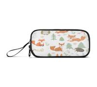 ISAOA Astuccio portapenne di grande capacità con 3 scomparti, astuccio per cancelleria, animale, volpe, coniglio, per scuola e ufficio